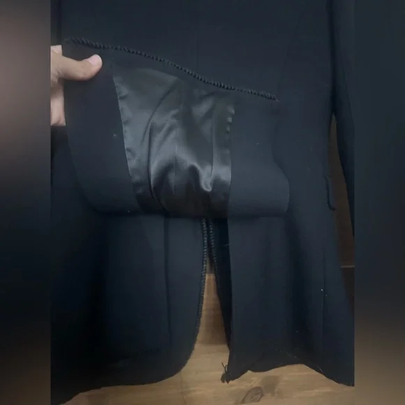 Smythe Black One Button Blazer les vestes size 2 long shawl coller blazer - Picture 11 of 13